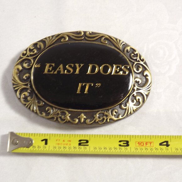 Gold and Black "Easy Does It" Belt Buckle - Picture 9 of 10